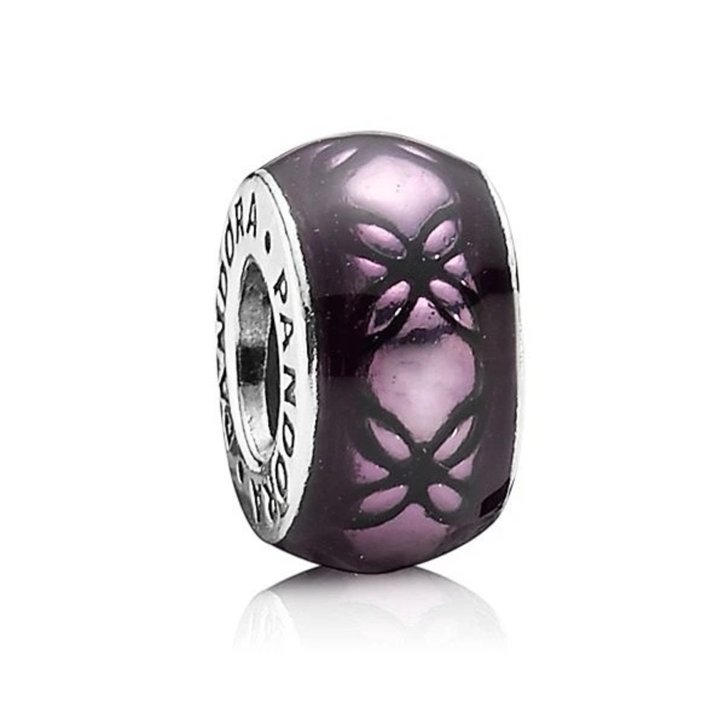 PANDORA Purple Floral Vintage Spacer Charm 791034EN31